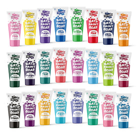 Tub Works Bath Paint Set Pack shown on tub wall for kid-friendly art.