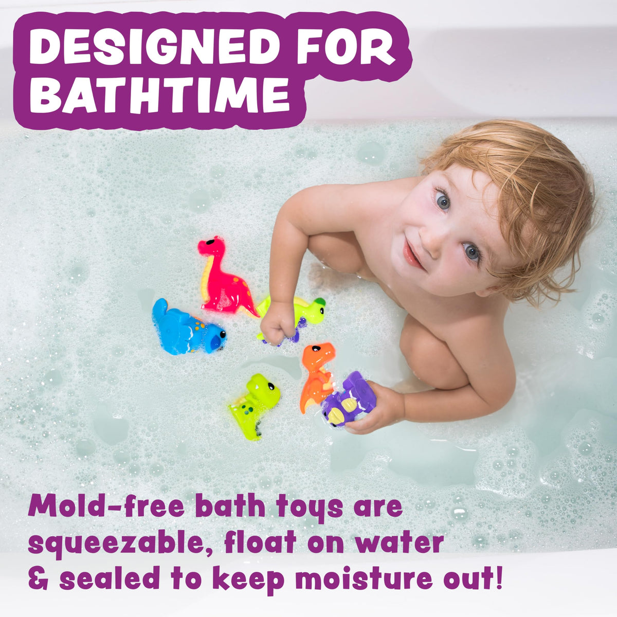 Tub Works Triceratops mold-free bath toy, safe play