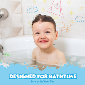 Tub Works Smooth Jumbo Bath Crayons in hand show chunky grip ideal for little fingers.