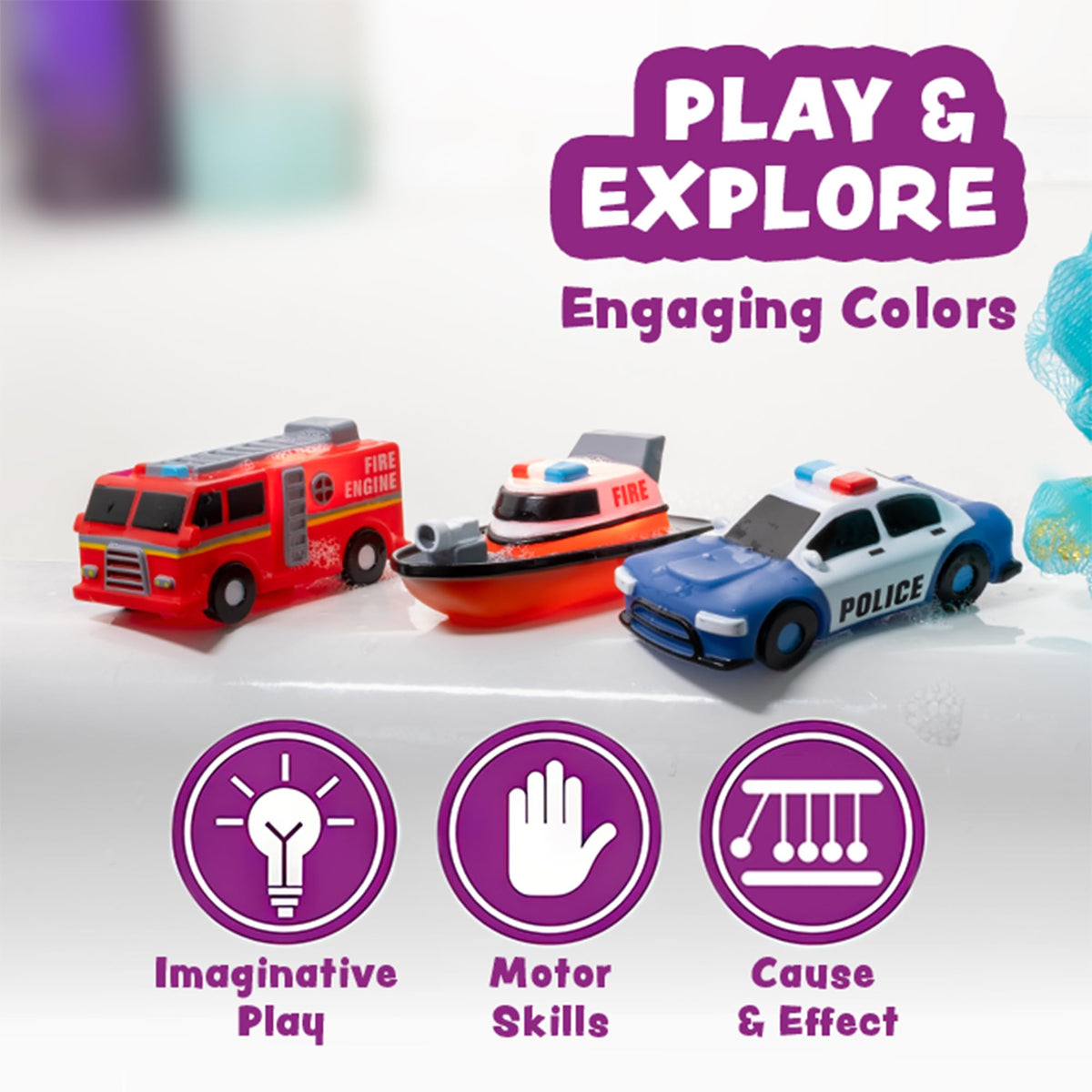 Tub Works Snowplow light-up bath toy flashes colors in water