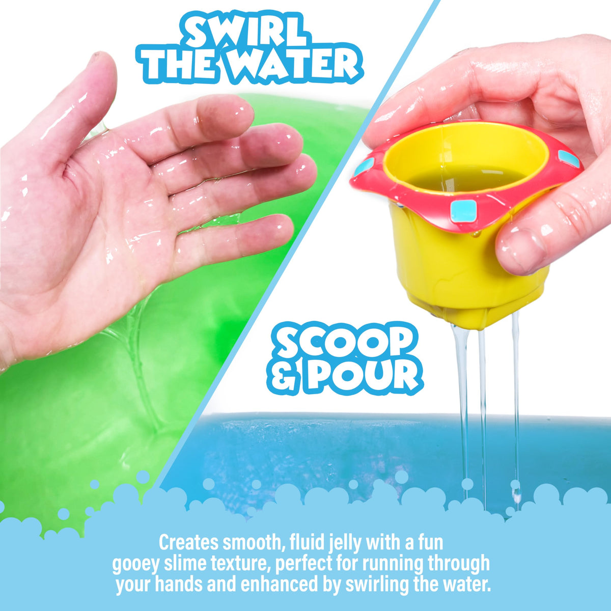 Tub Works Jelly Bath Slime Bombs reveal slime texture as they dissolve.