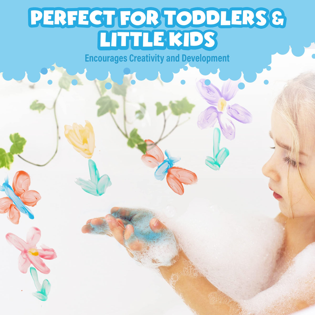 Tub Works toddler bath toys offer colorful paint play in the tub.