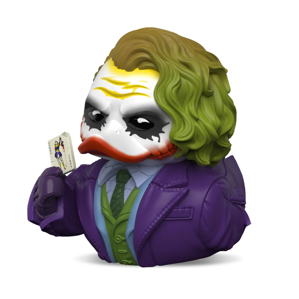 TUBBZ Batman Joker duck figure perfect for desk display and DC fan collections.
