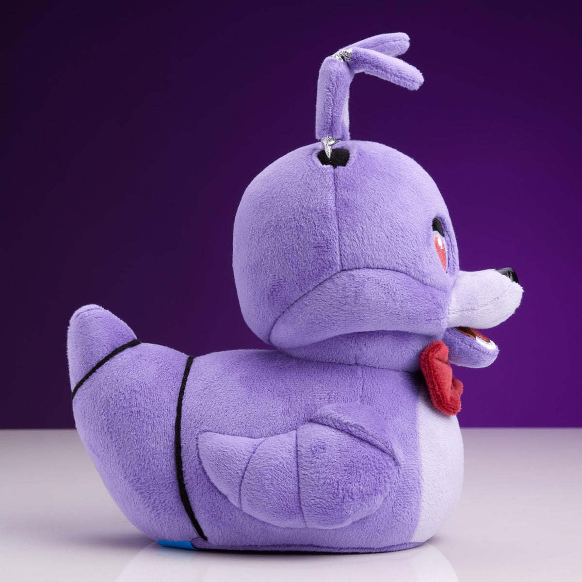 TUBBZ Bonnie cosplaying rubber duck plush is machine washable for easy care.