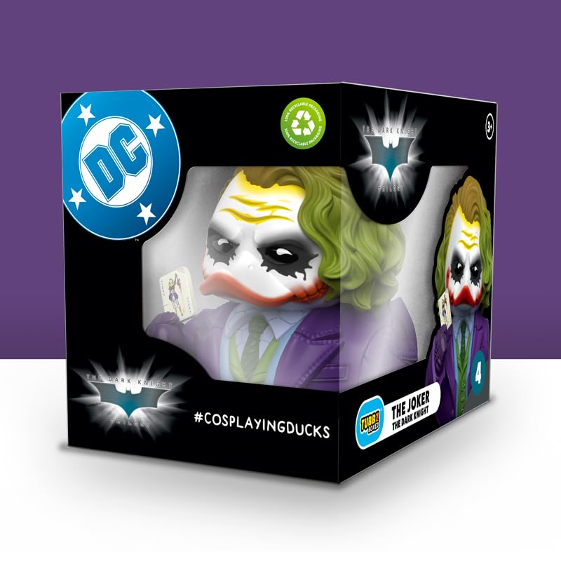 TUBBZ boxed edition joker duck arrives in eco-friendly packaging for ready display.