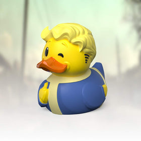 TUBBZ official collection display featuring Vault Boy cosplay duck