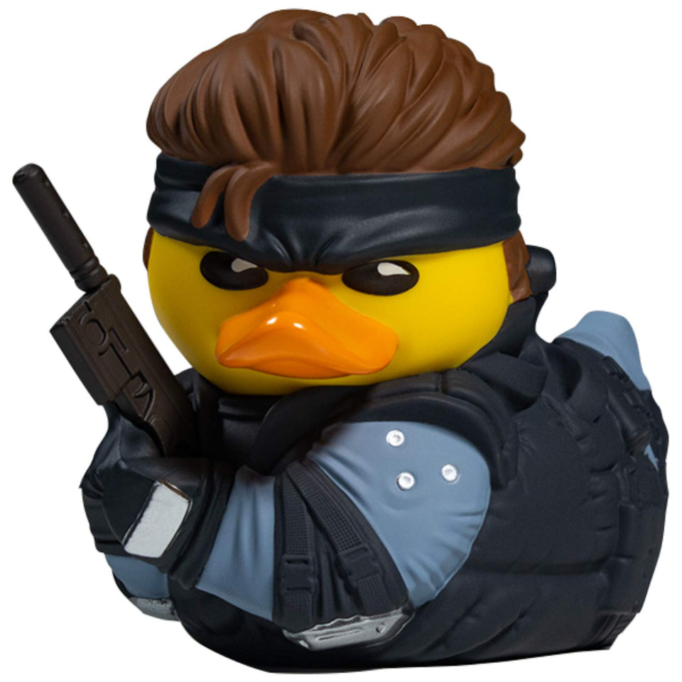 TUBBZ Solid Snake duck in bathtub display for collectors seeking shelf-ready display.