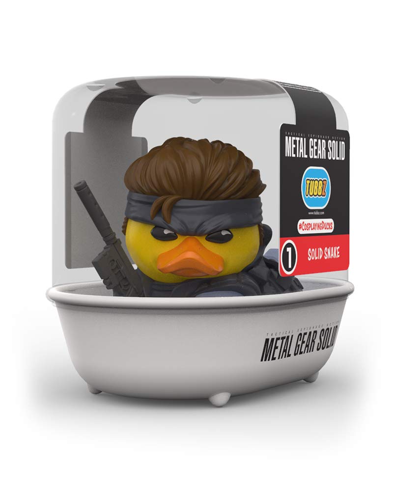 TUBBZ Solid Snake duck with silencer gear close-up highlights iconic accessory details.