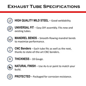 Tube Warehouse 2.5 inch exhaust pipe 4 ft ready for cut-to-length customization.