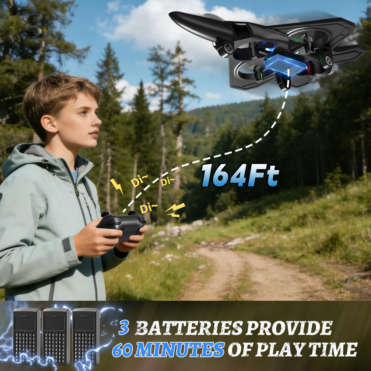 Tubokoro foam RC airplane LED lights in action during dusk flights.