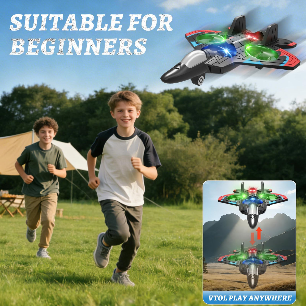 Tubokoro headless altitude hold plane maintains steady hover for easy control.