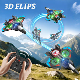 Tubokoro RC Plane performing 360° flips for thrilling stunts indoors or outdoors.