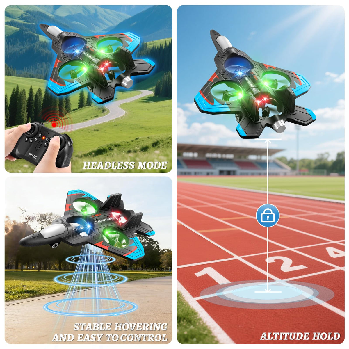 Tubokoro RC Plane with LED night flight lights visible during dusk flights.