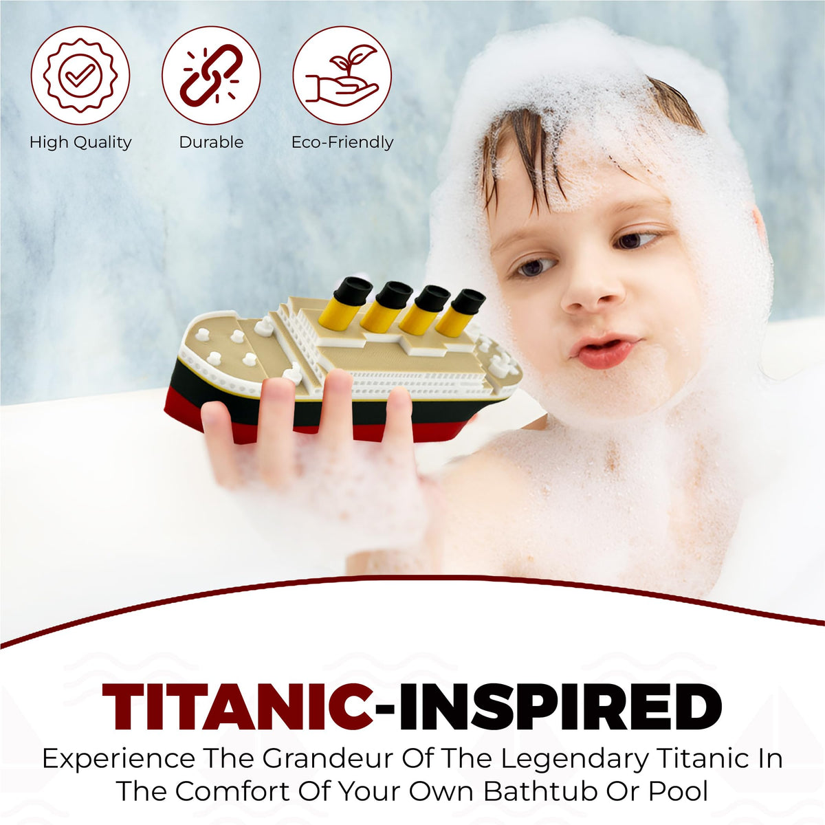 TUBTASTIC Titanic toy set iceberg adds dramatic play backdrop.