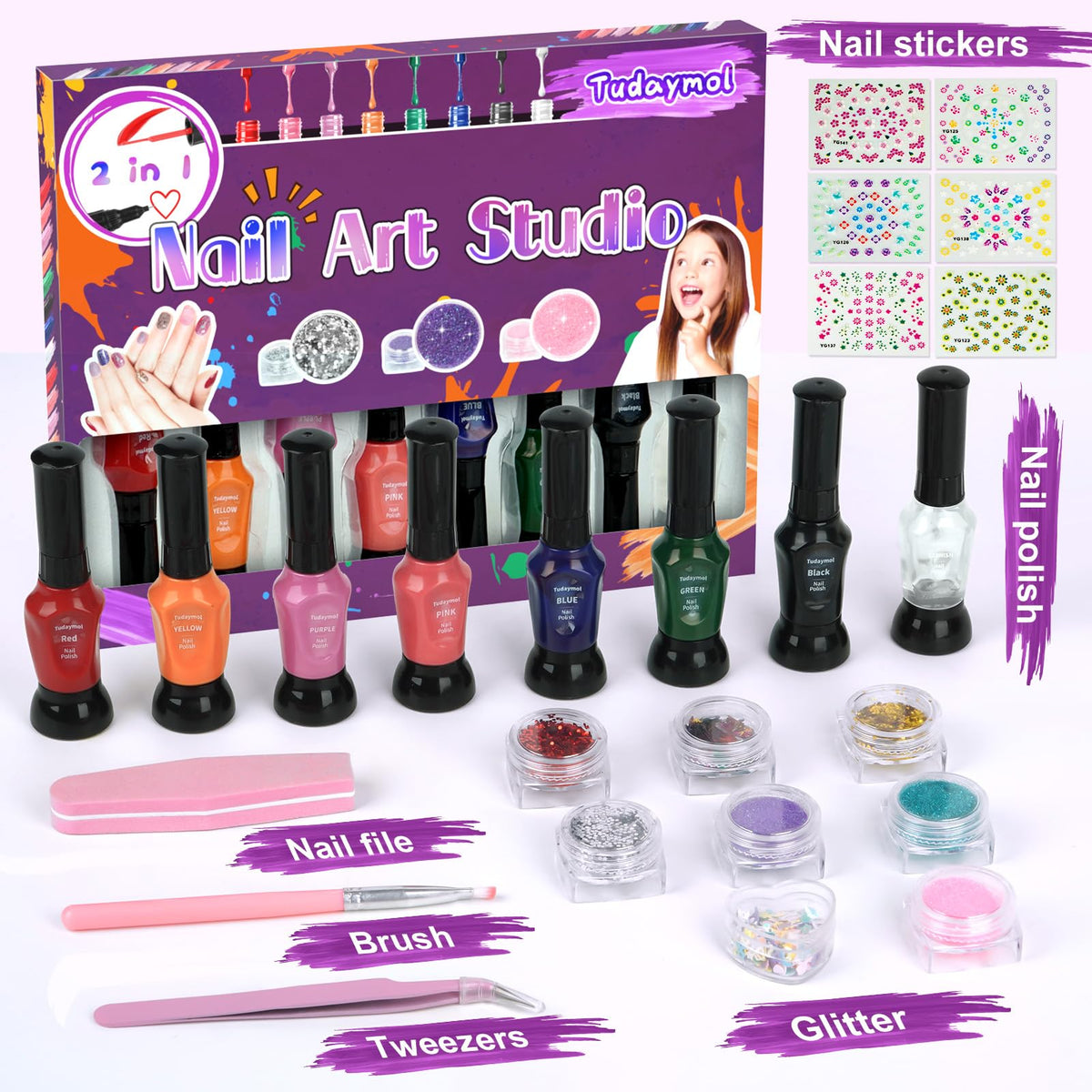 Tudaymol glitter pieces sparkle to inspire sparkly nail art ideas.