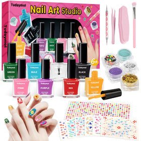 Tudaymol Nail Art Studio Kit – vibrant colors for imaginative, kid-safe nail design.