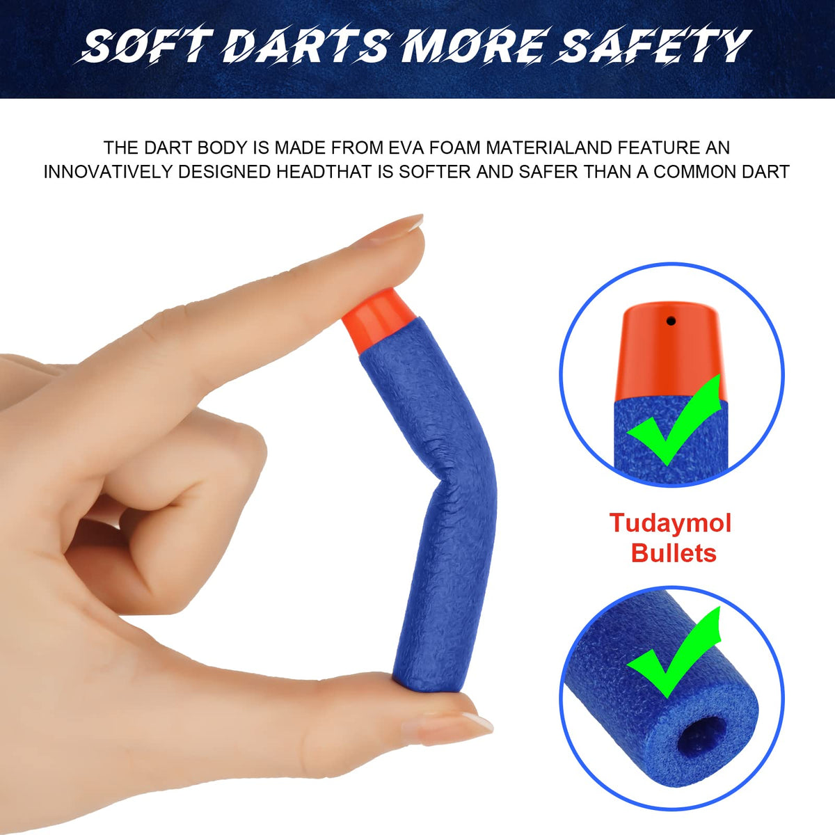 Tudaymol Nerf bullets hollow warhead design with soft touch for casual play