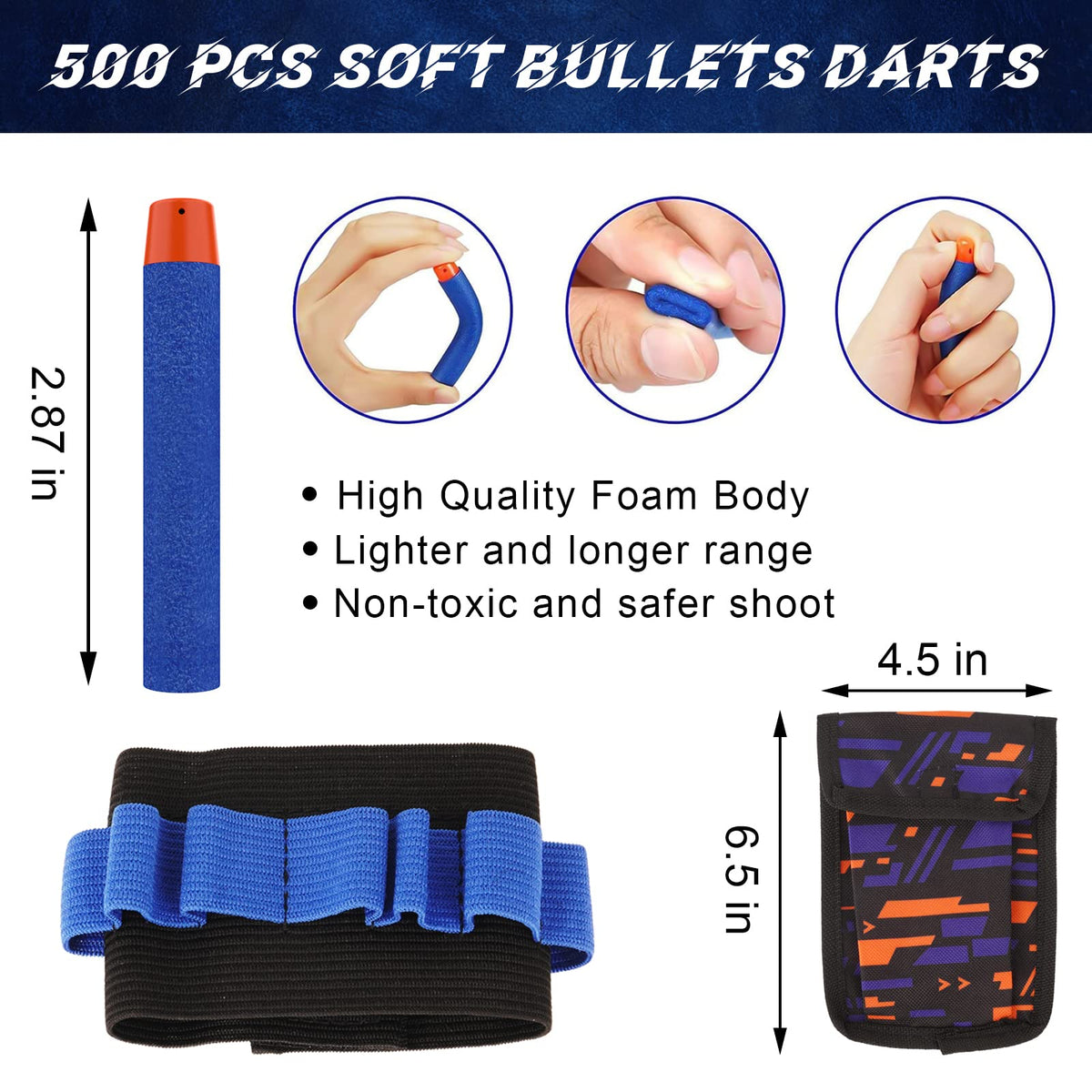 Tudaymol Nerf bullets 500 with wristbands ideal for group events and gifting