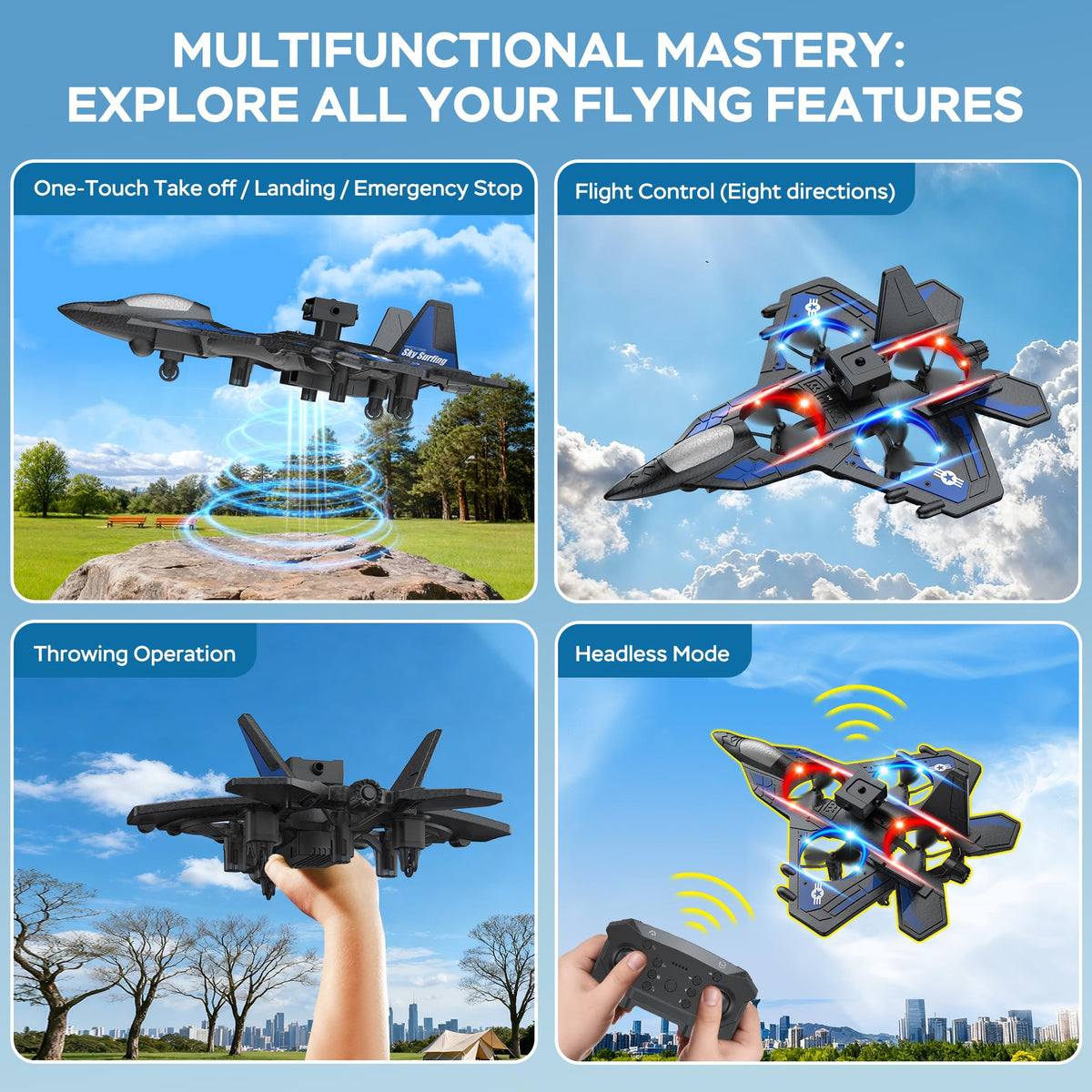 TUEESN RC Plane built from crash-proof foam for resilience.