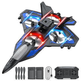 TUEESN RC Plane with LED night lights for vivid evening flights.