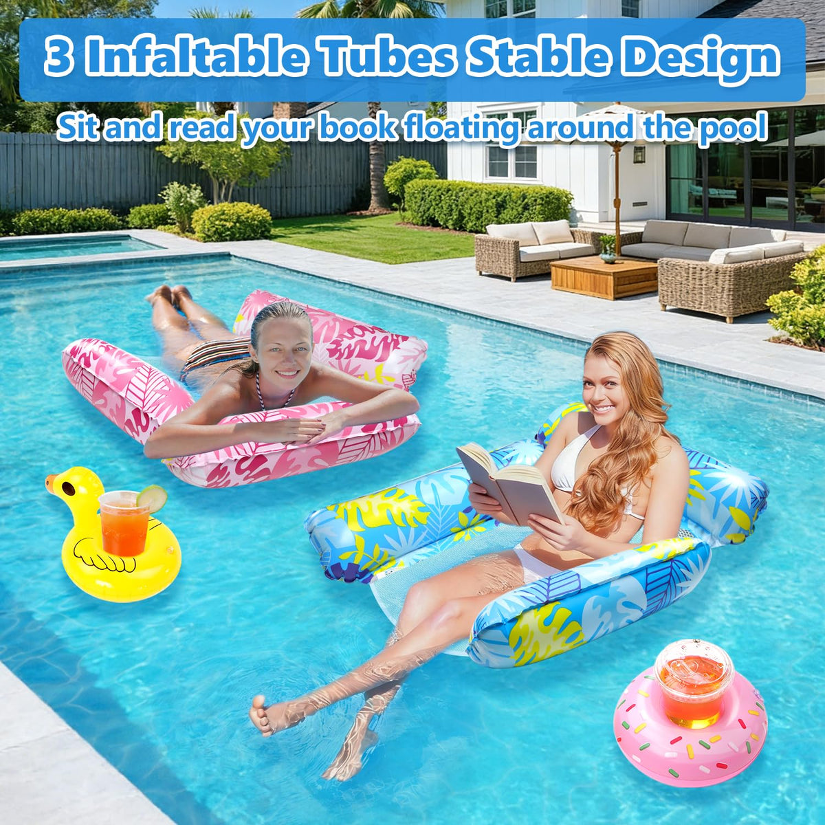 TUEJITE cool mesh body float headrest keeps you cool while you relax.