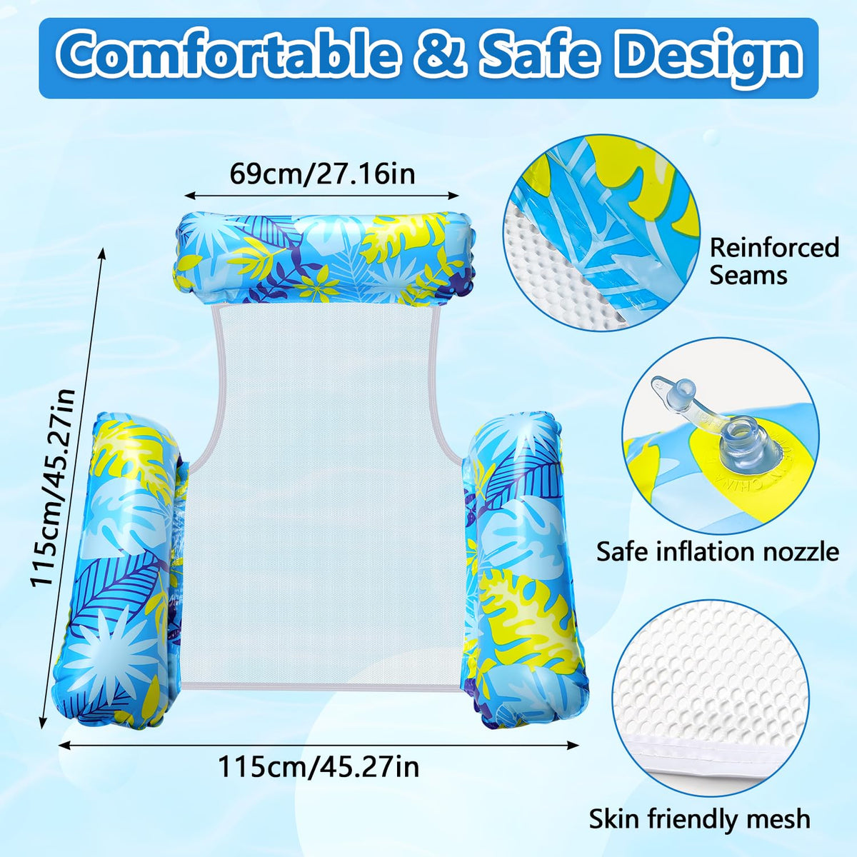 TUEJITE durable PVC construction supports up to 330 lbs.