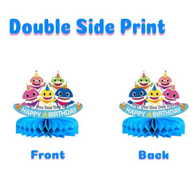 TUHI shark family topper 2 with colorful print for party decor