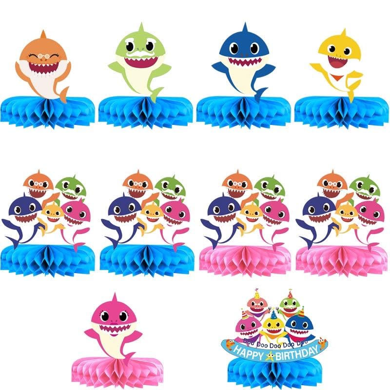 TUHI shark family topper 4 decorative piece for kids party tables