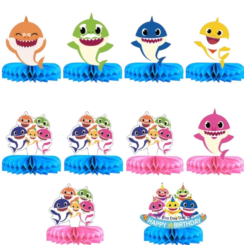 TUHI shark main birthday honeycomb topper as bold centerpiece