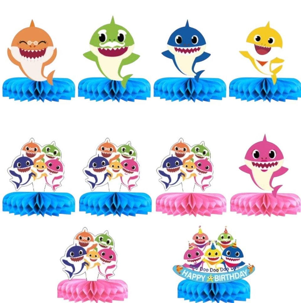 TUHI shark main birthday honeycomb topper as bold centerpiece