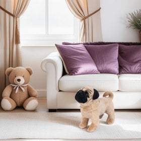 TUKVESZE brown pug plush toy gift-ready presentation suggests a perfect present.