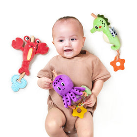 Compact design fits stroller, car seat, and crib for on-the-go fun