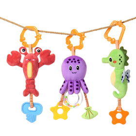 Squeaky sounds and bells invite interactive play sessions