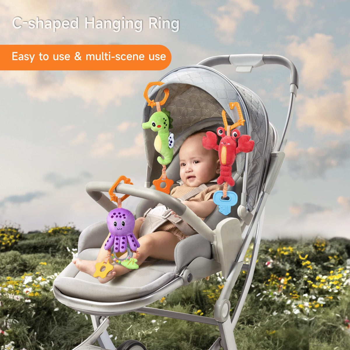Detachable clips for easy attachment to strollers and cribs