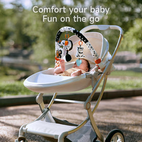 Tumama flexible clip-on arch secures toys to strollers or cribs for on-the-go play.