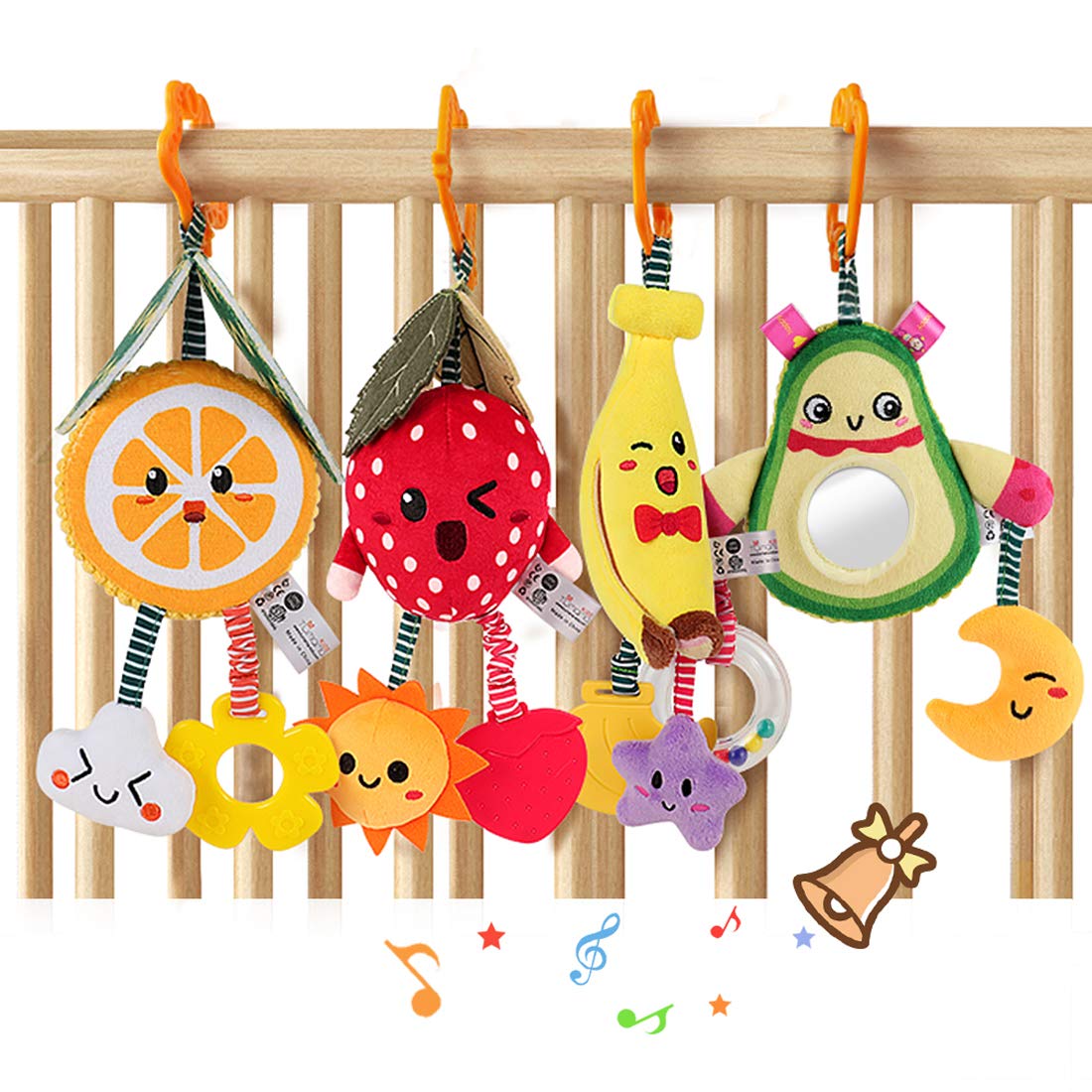 TUMAMA KIDS Avocado plush rattle with mirror beads for visual exploration.