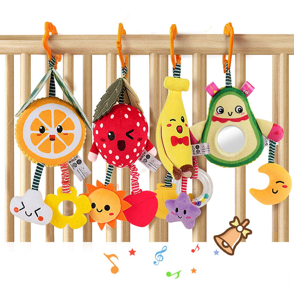 TUMAMA KIDS Avocado plush rattle with mirror beads for visual exploration.