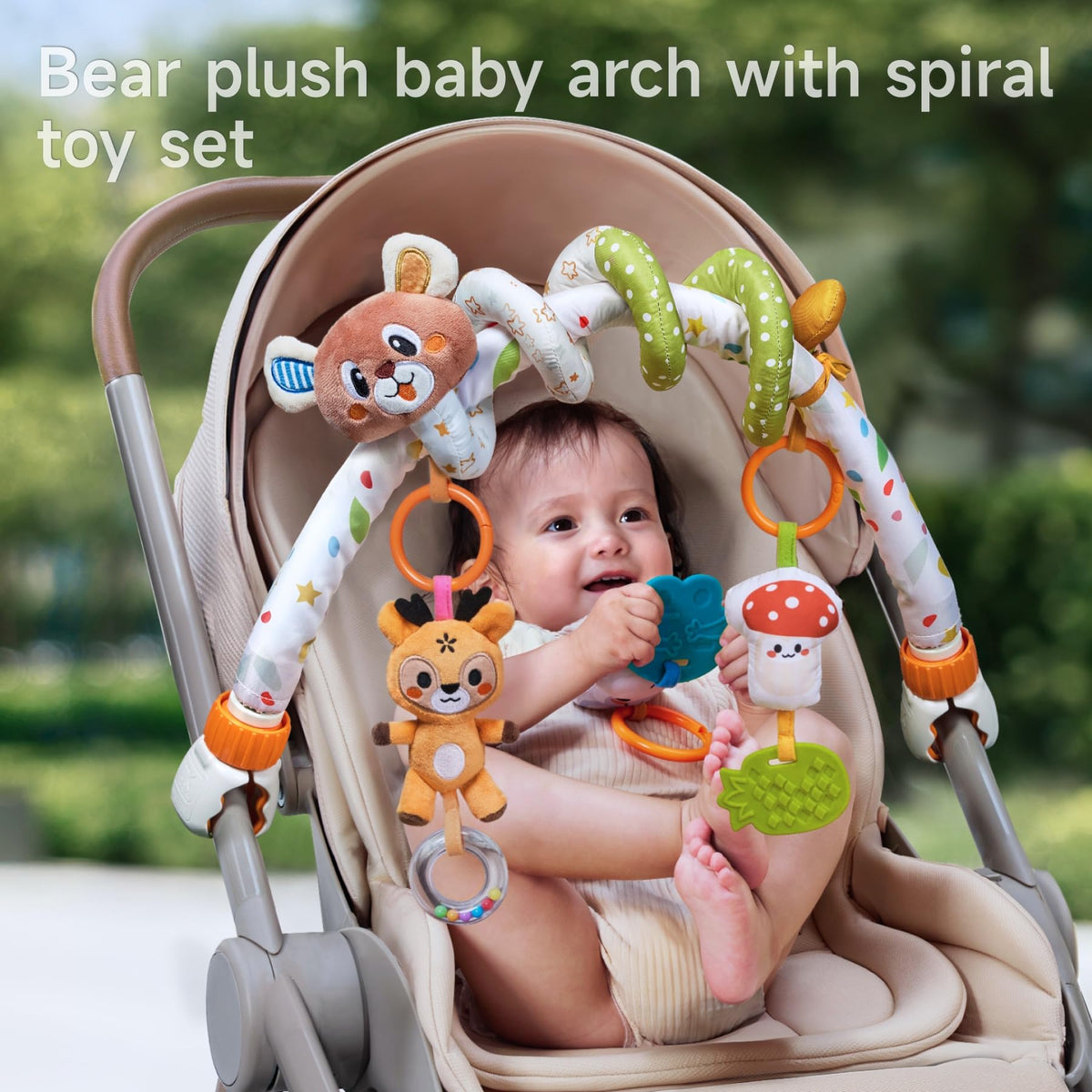 TUMAMA KIDS bear spiral toy with detachable pendants offers soft sounds for babies