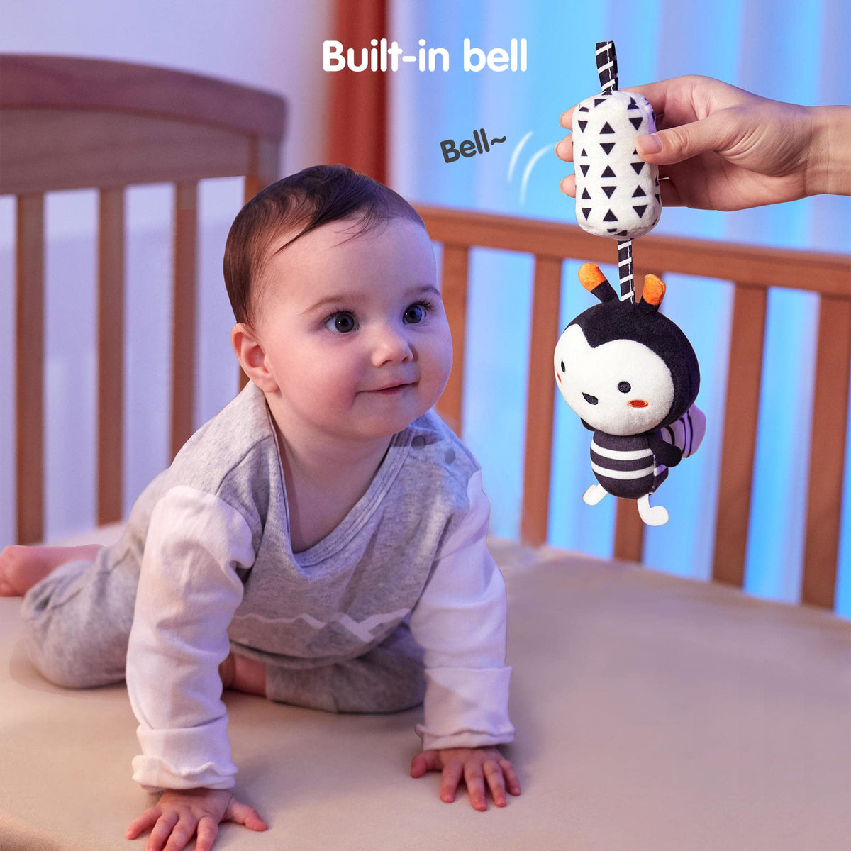 Tumama Kids owl plush rattle with gentle chime-like sound
