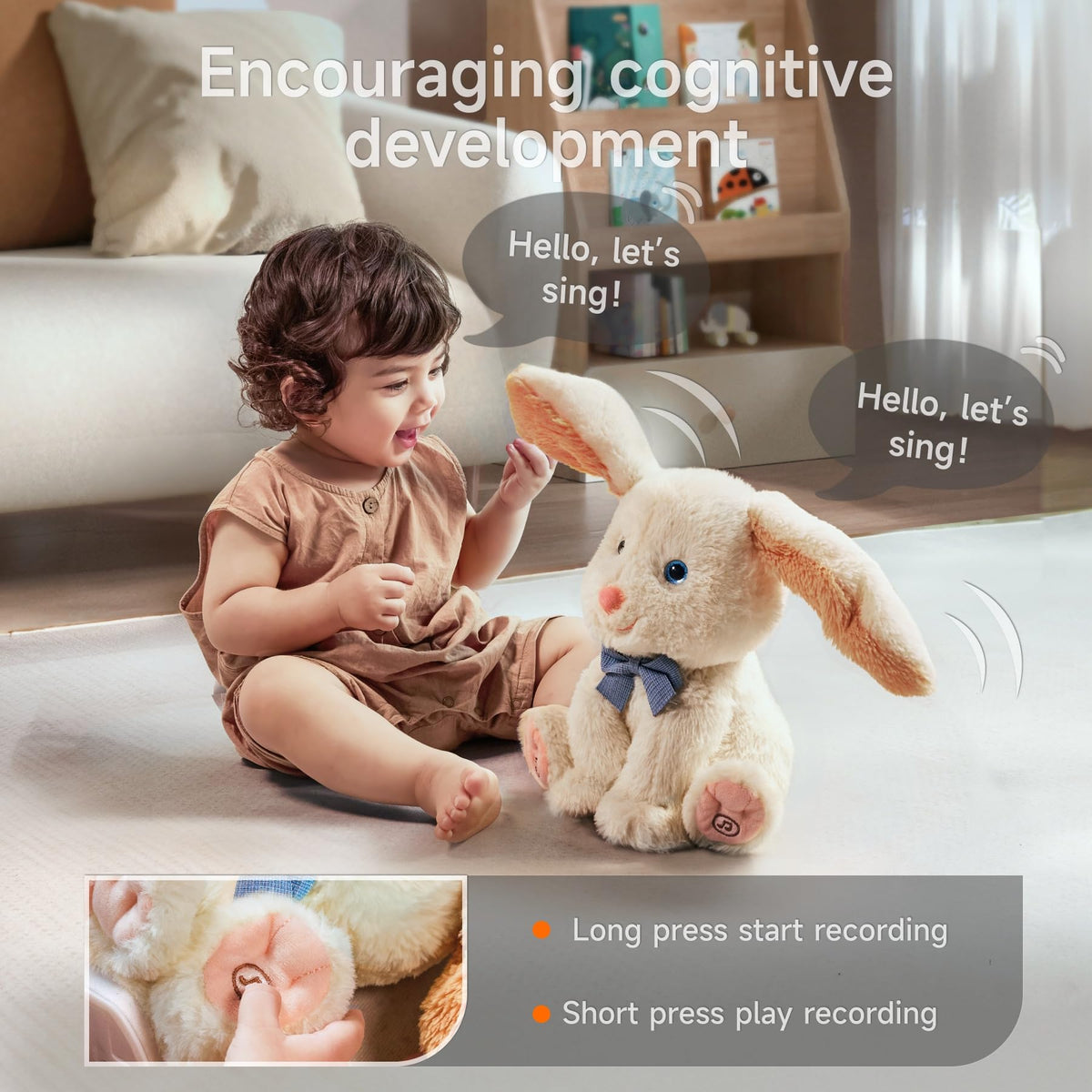 Tumama Kids bunny interactive recording lets you record and replay a child's voice