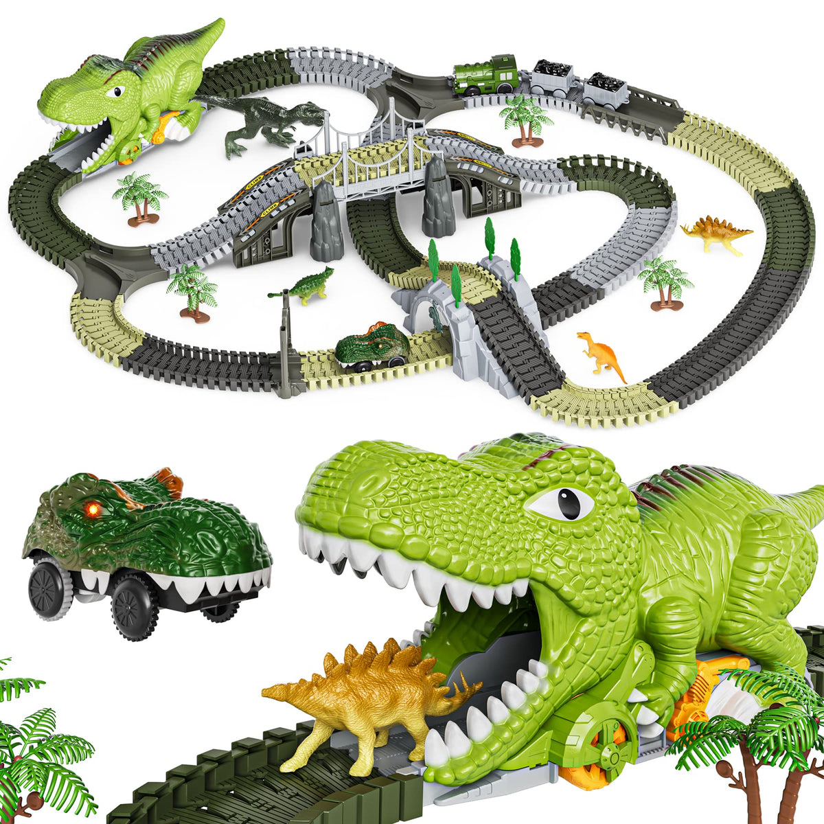 TUMAMA KIDS dinosaur track bridge for dramatic crossings and imaginative play.