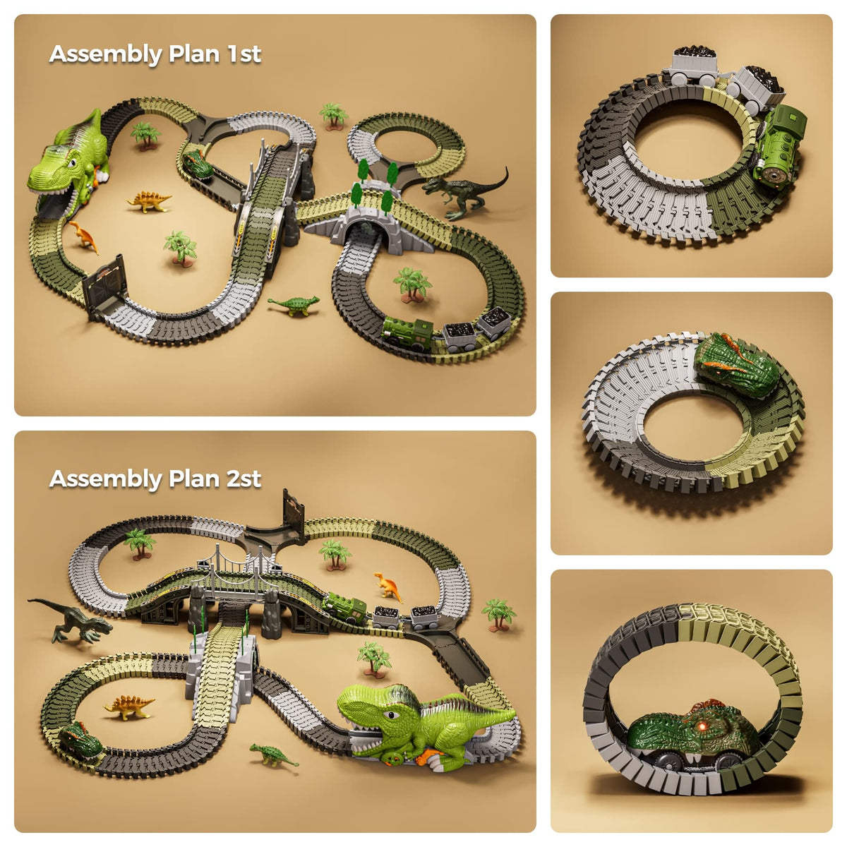 TUMAMA KIDS dinosaur track dinosaur figures fuel storytelling and pretend journeys.