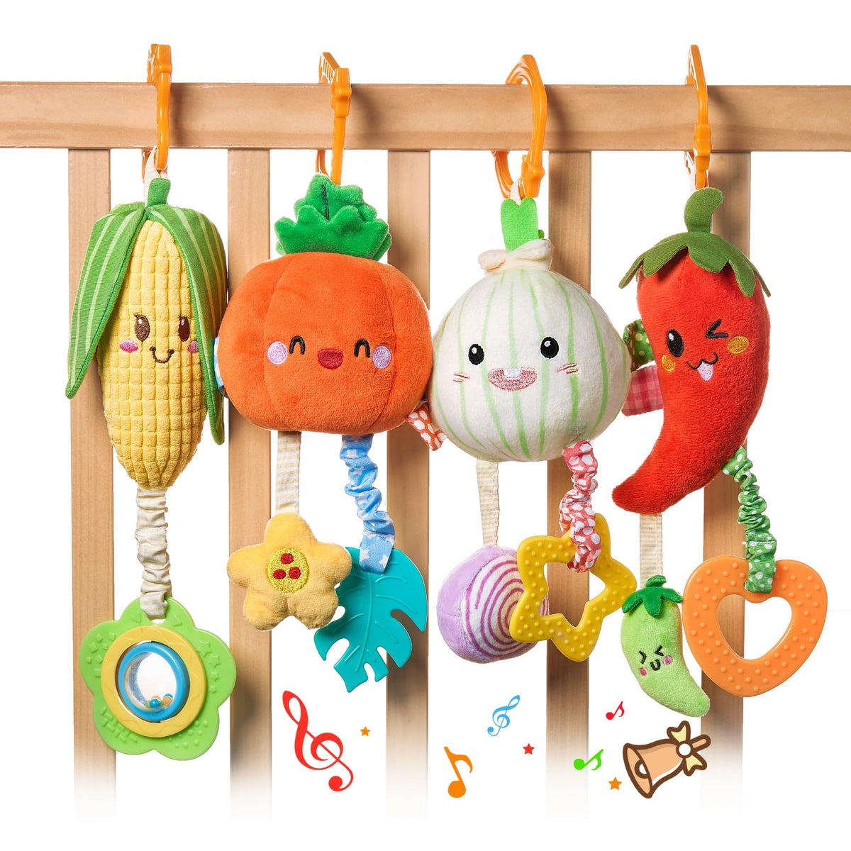 Tumama Kids hanging toy pumpkin stimulates auditory and tactile exploration for babies