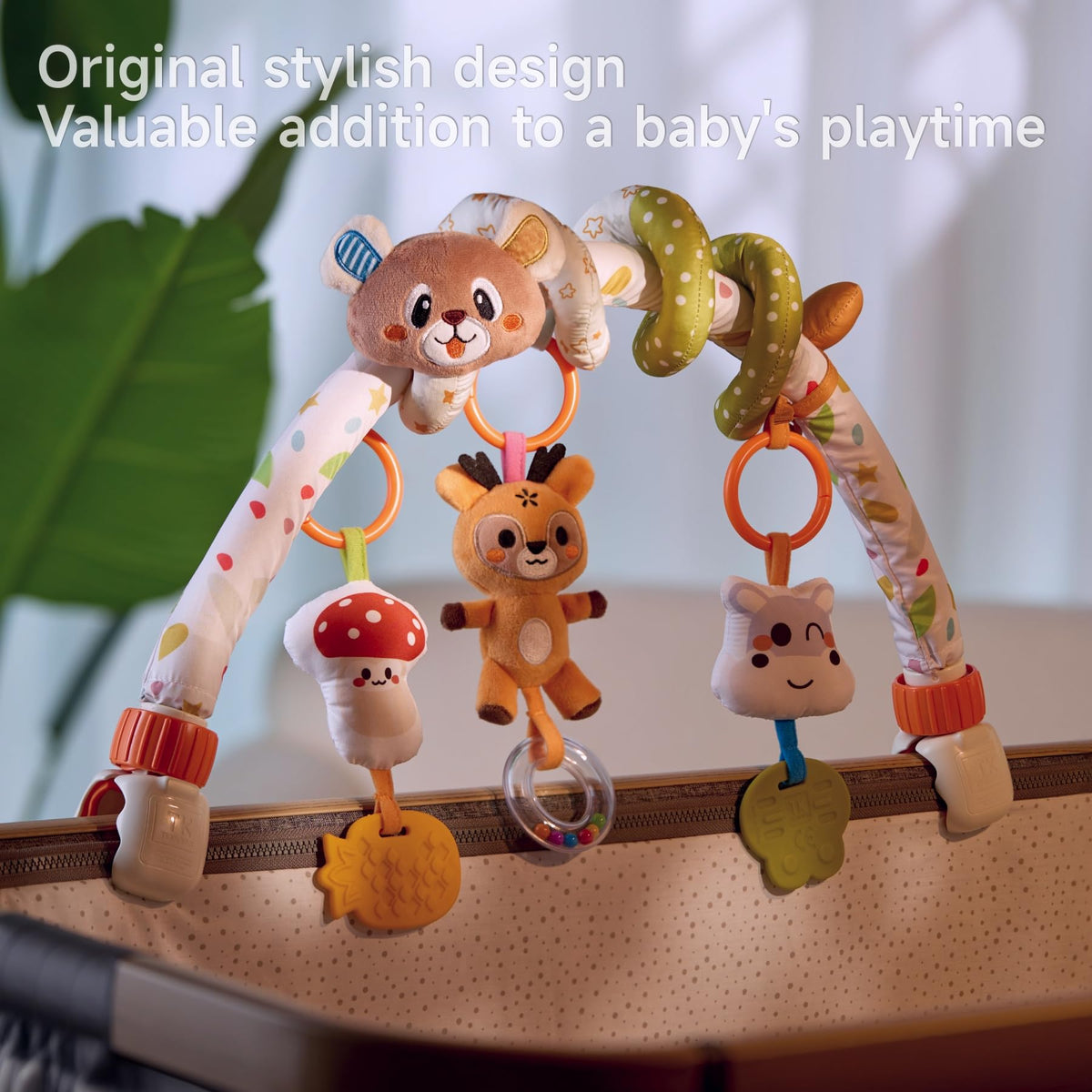 TUMAMA KIDS hippo pendant with rattle beads and teether soothes gums