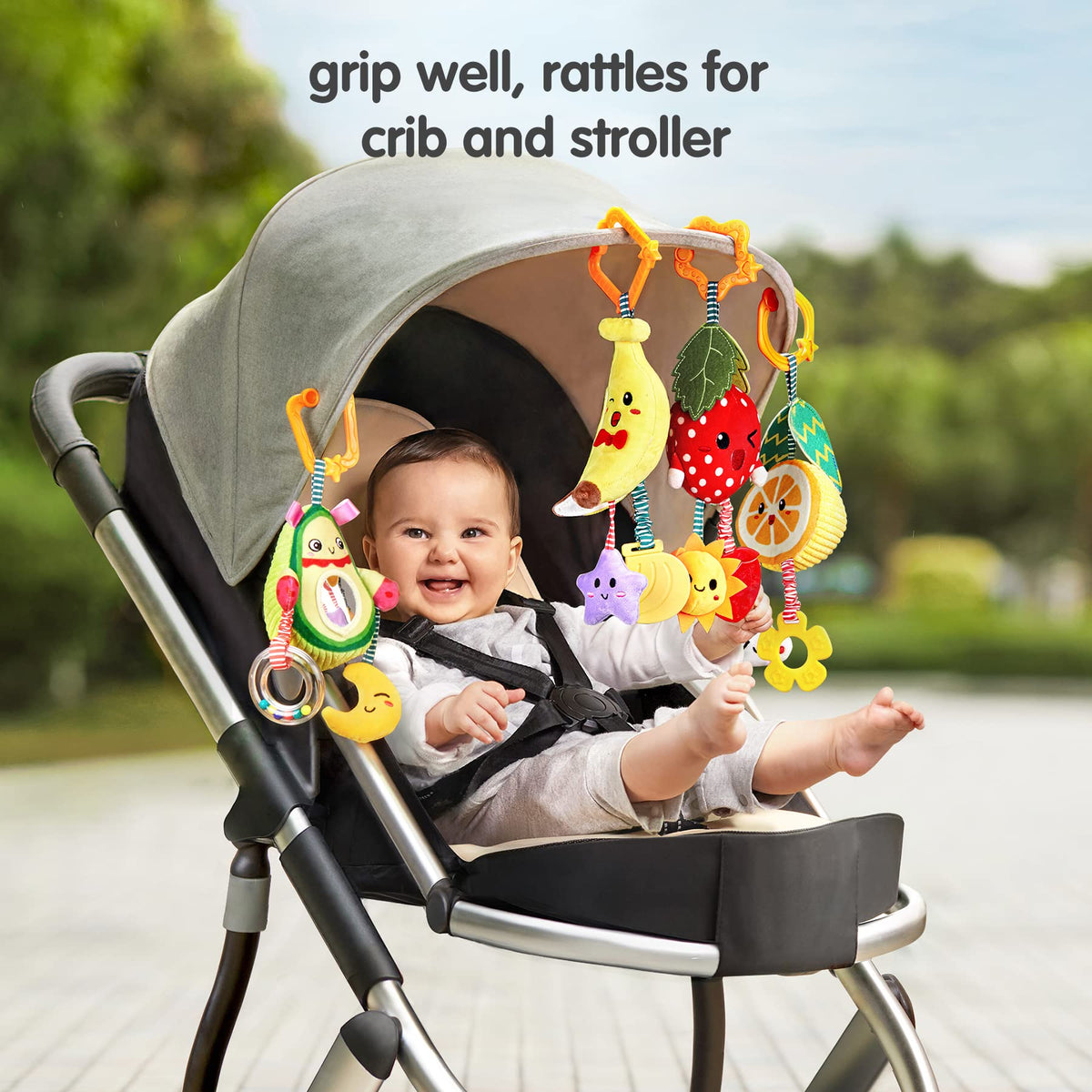 TUMAMA KIDS Orange plush rattle with soft teethers for soothing teething.