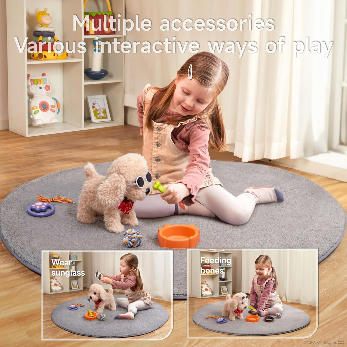TUMAMA KIDS plush puppy tail-wags during playtime for lifelike interaction