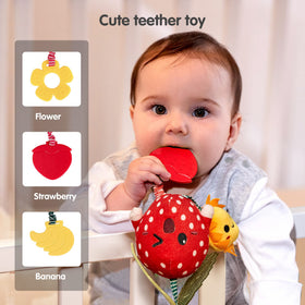 TUMAMA KIDS Strawberry teethers rattle encourages chew-friendly play.