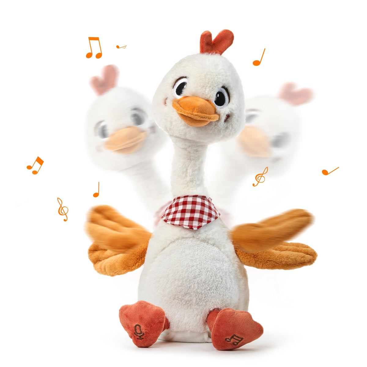 Tumama Kids talking dancing duck toy front view, inviting plush design for toddlers
