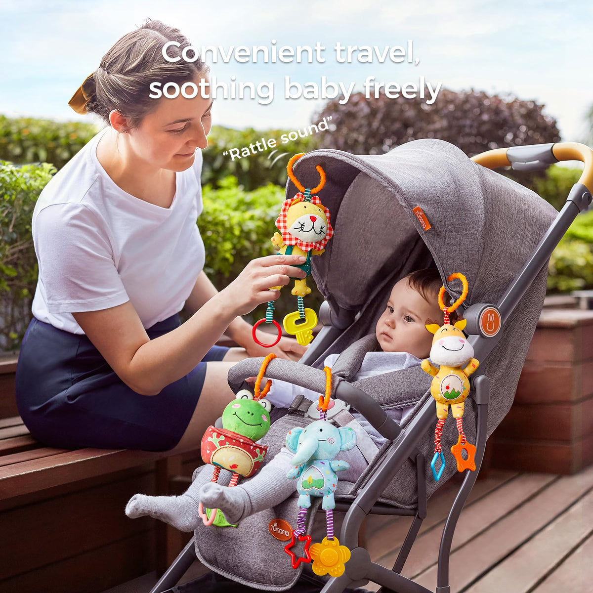 Tumama Kids animal rattle with smiling face promotes visual tracking and curiosity