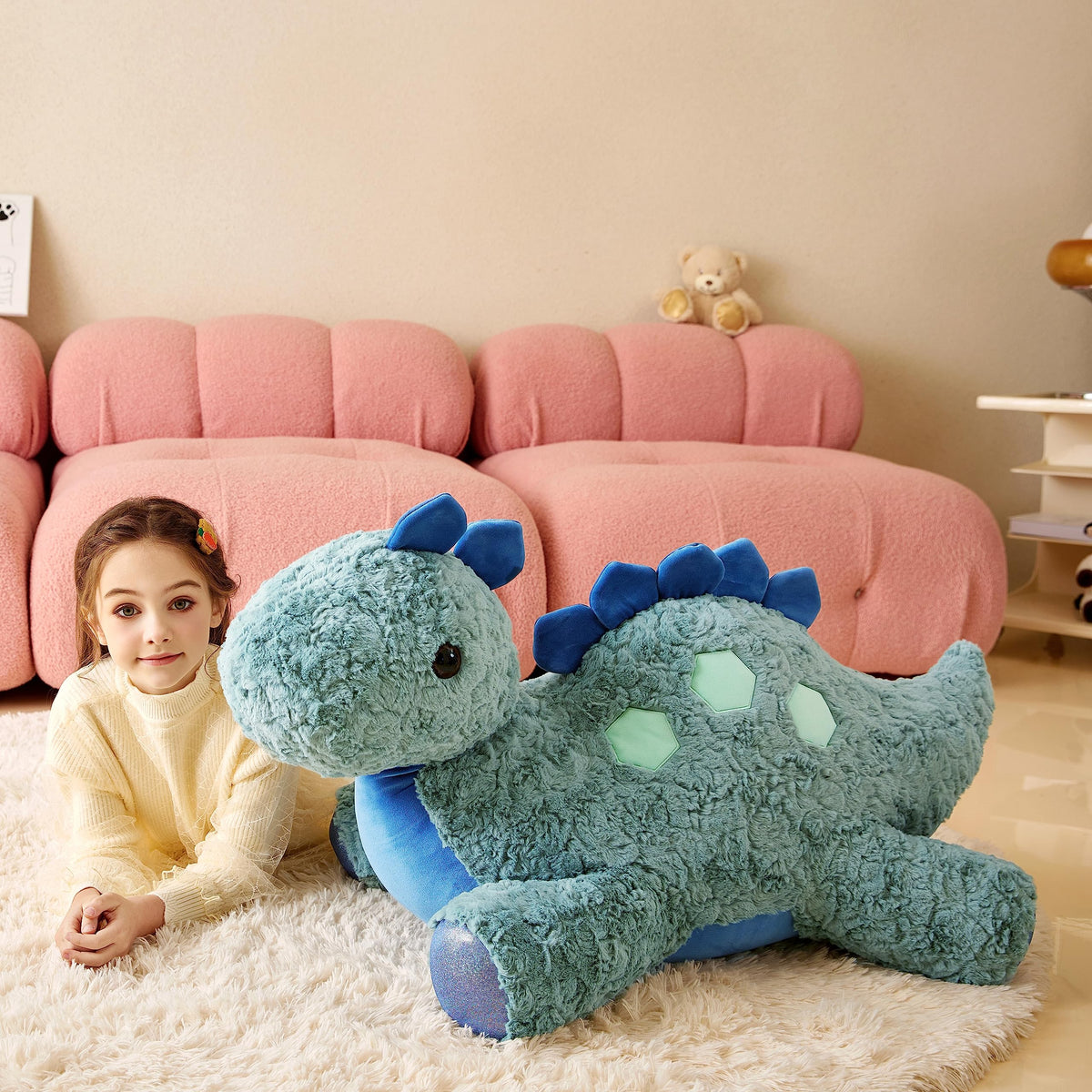Tumyay cuddly Stegosaurus soft toy with skin-friendly fabrics.